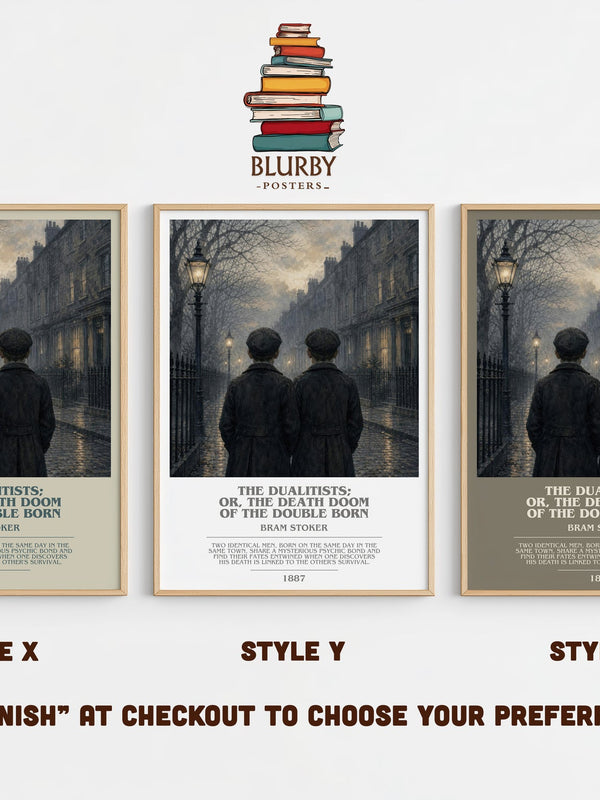 The Dualitists; Or, The Death Doom Of The Double Born bookish print in frame leaning in hallway – horror wall art