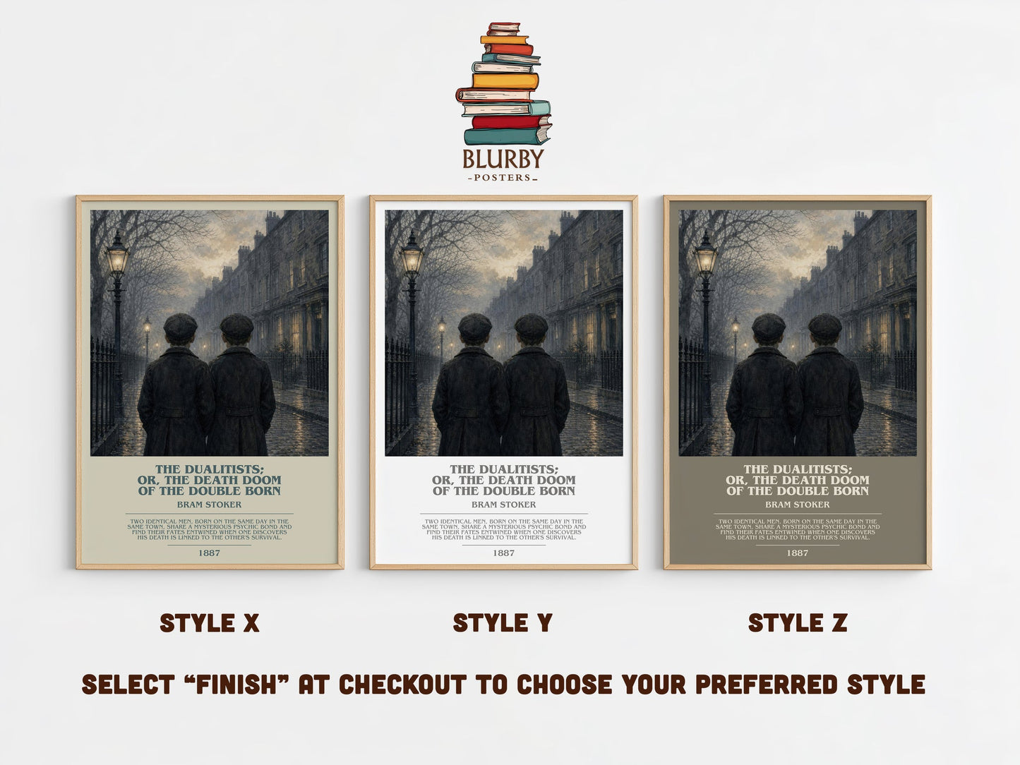 The Dualitists; Or, The Death Doom Of The Double Born bookish print in frame leaning in hallway – horror wall art