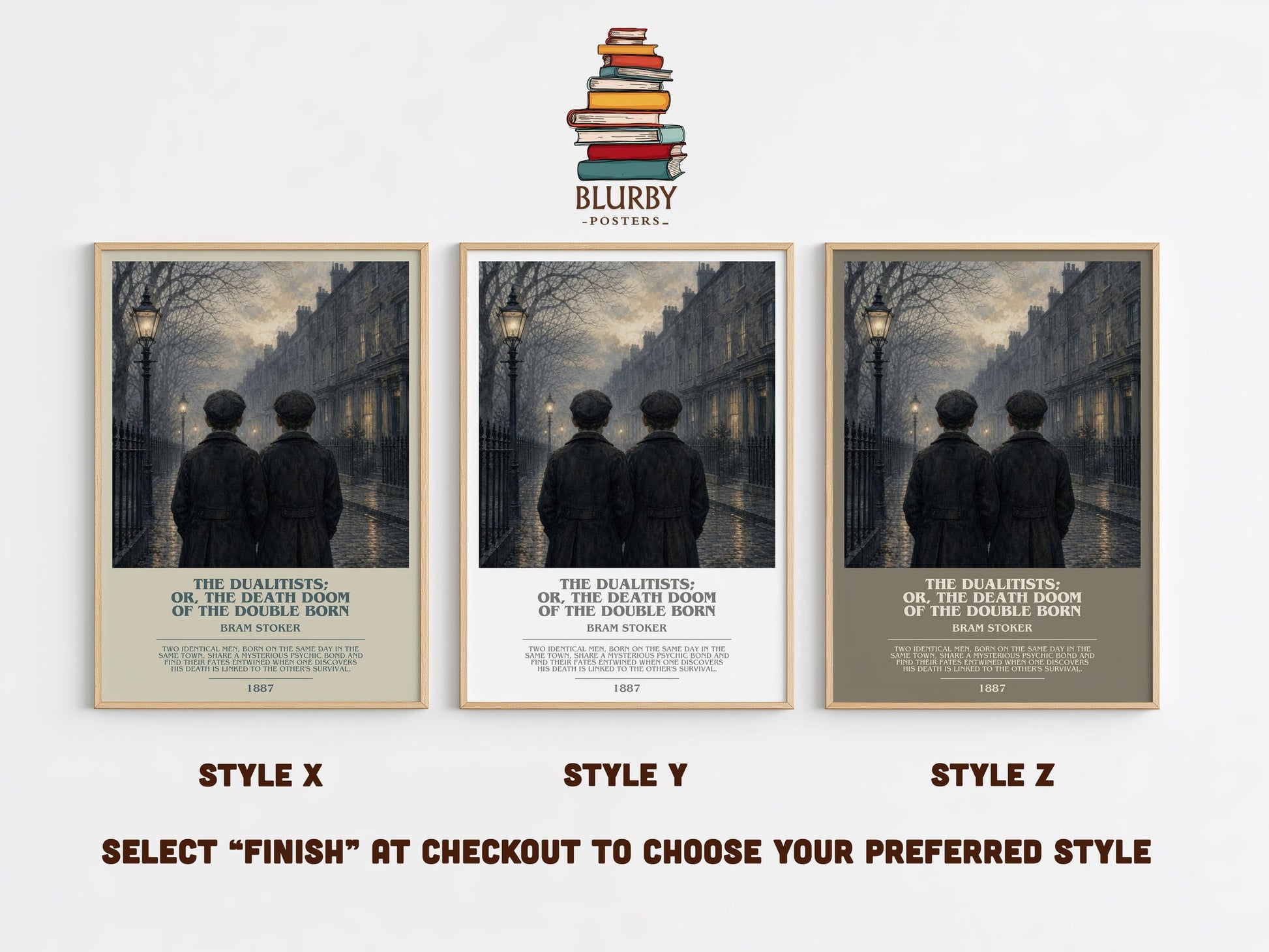 The Dualitists; Or, The Death Doom Of The Double Born bookish print in frame leaning in hallway – horror wall art