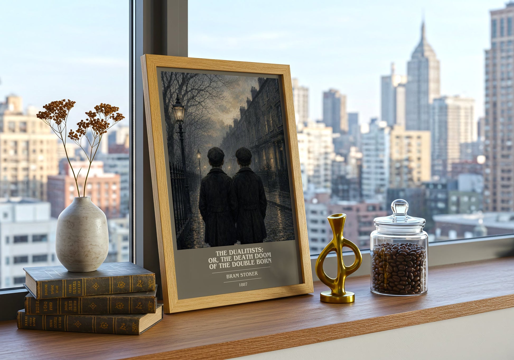 The Dualitists; Or, The Death Doom Of The Double Born book cover print framed by window – literary home decor