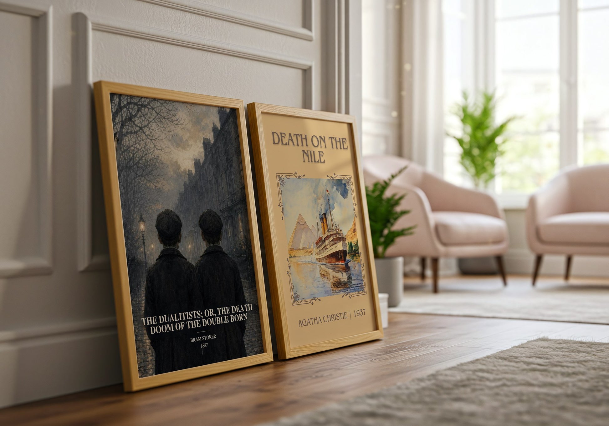 The Dualitists; Or, The Death Doom Of The Double Born watercolour print framed by window – literary home decor