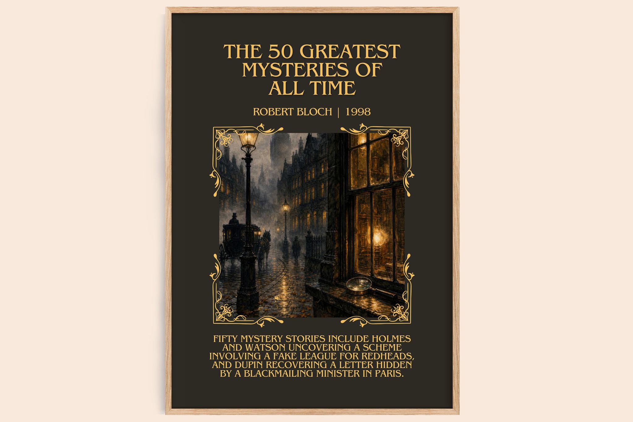 50 Greatest Mysteries of All Time Minimalist Book Poster by R. Bloch
