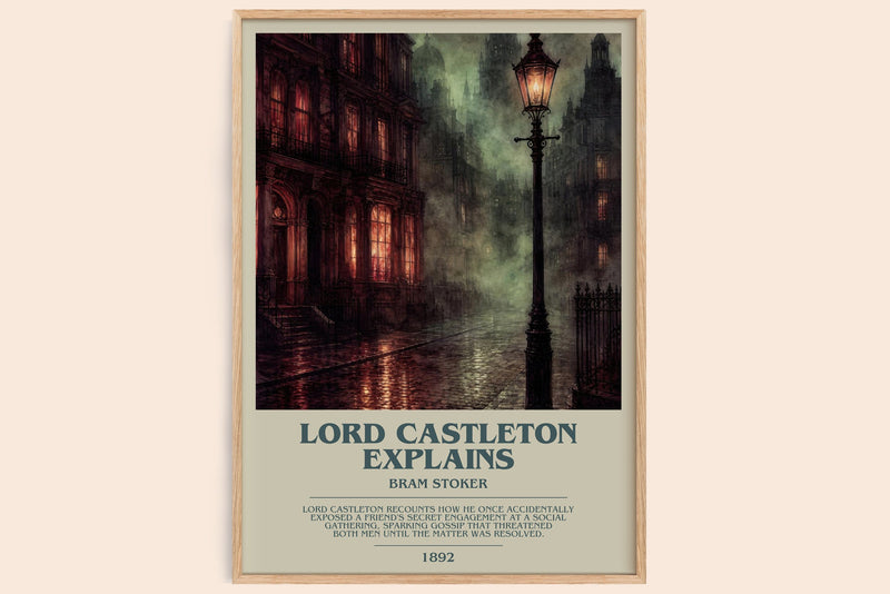 Lord Castleton Explains bookish book poster by Bram Stoker – framed literary art print