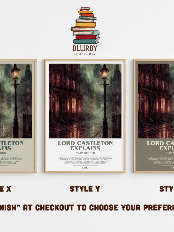 Lord Castleton Explains bookish print in frame leaning in hallway – gothic wall art