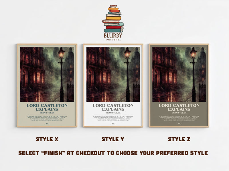 Lord Castleton Explains bookish print in frame leaning in hallway – gothic wall art