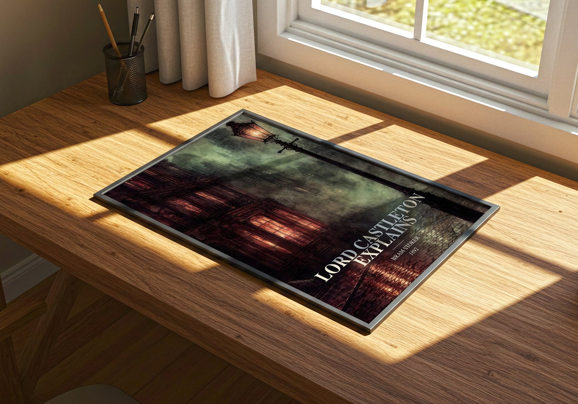 Lord Castleton Explains watercolour book poster framed on wall – gothic wall art