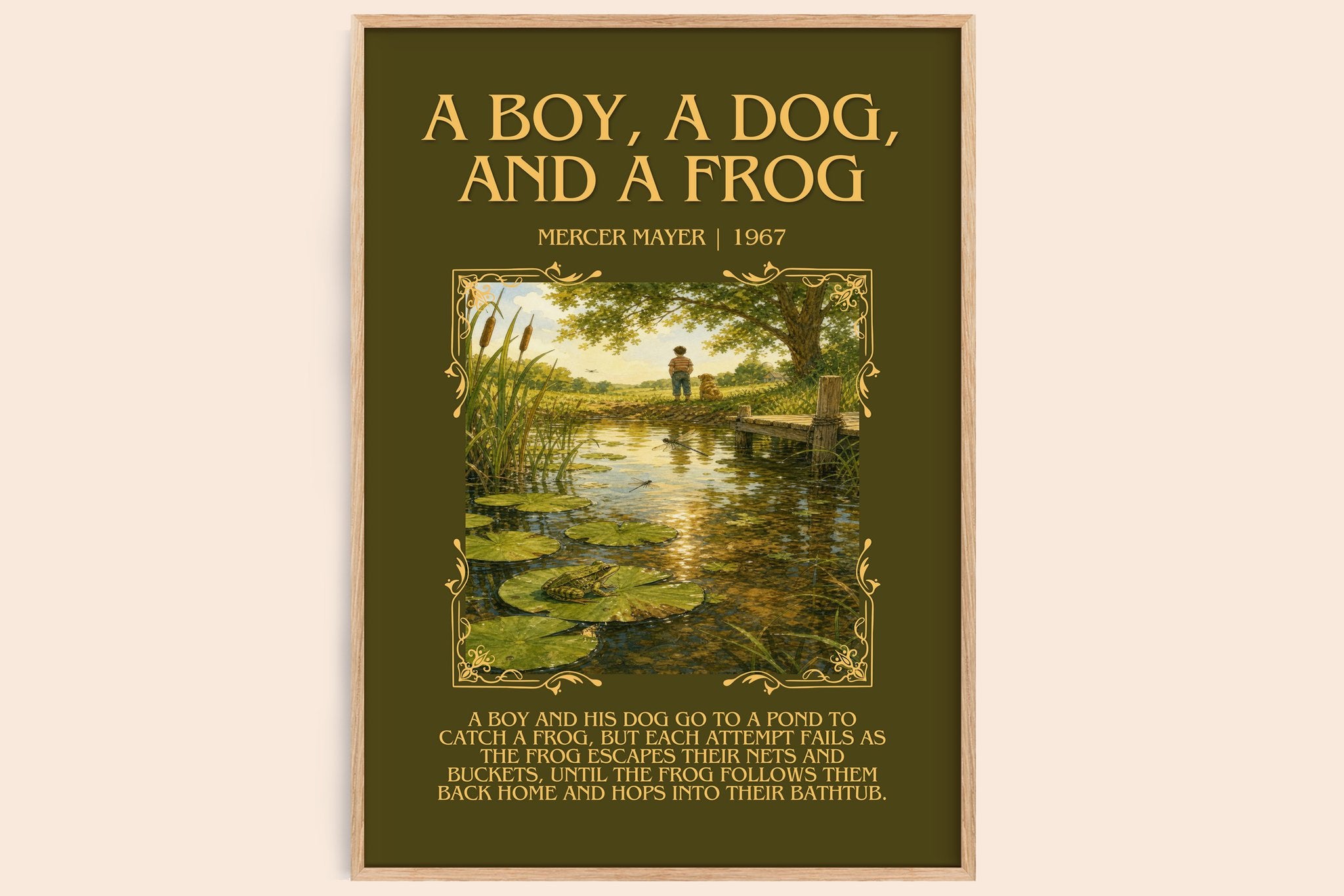 A Boy, a Dog, and a Frog Minimalist Book Poster by Mercer Mayer