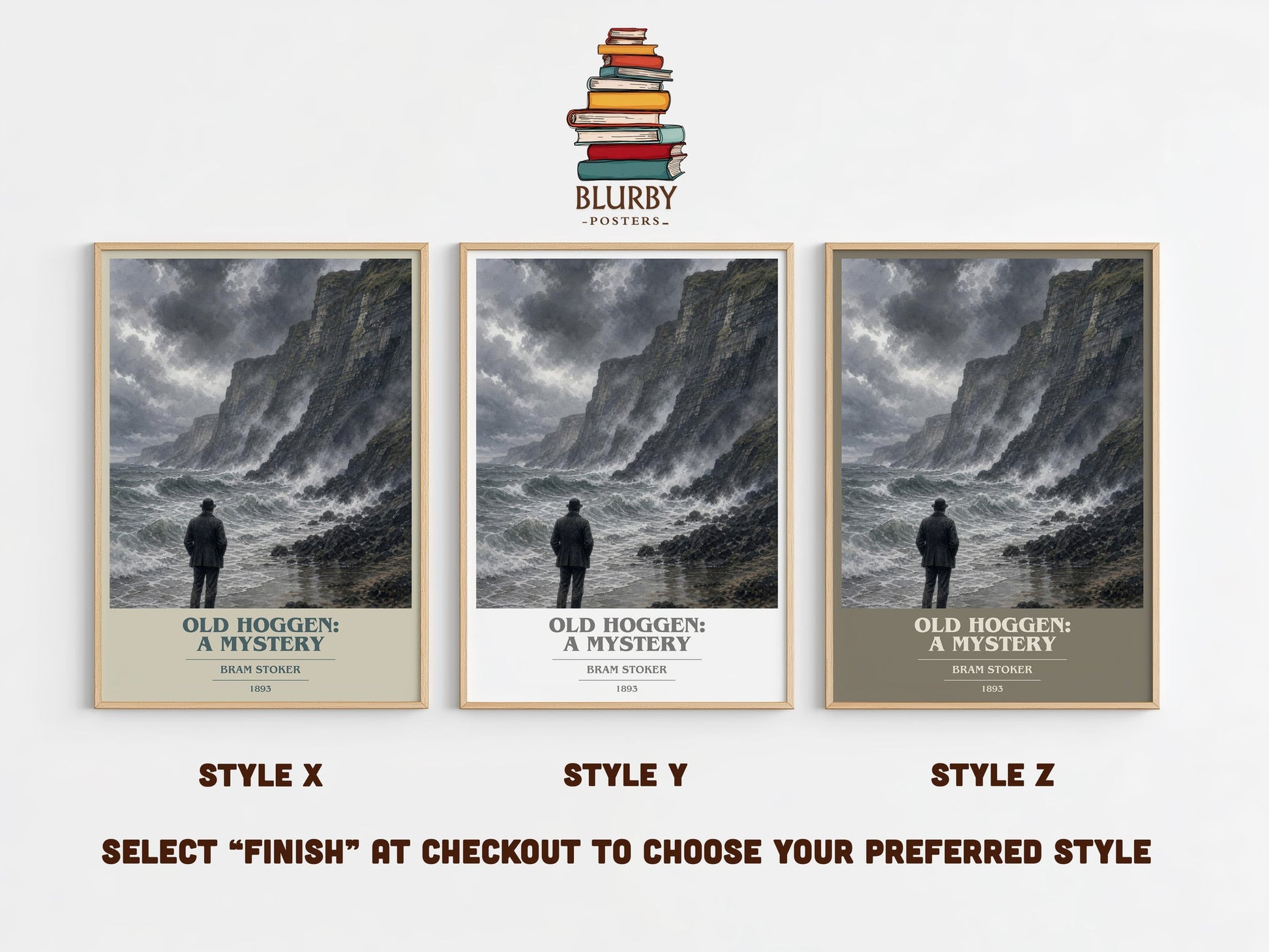 Old Hoggen: A Mystery book cover print in frame leaning in hallway – mystery wall art