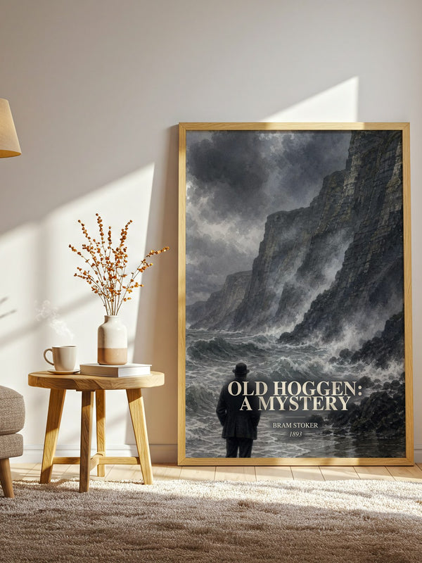 Old Hoggen: A Mystery watercolour print in frame leaning in hallway – mystery wall art