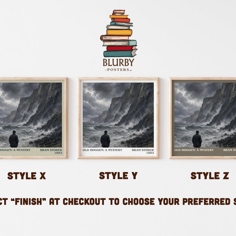 Old Hoggen: A Mystery literary print in frame leaning in hallway – mystery wall art