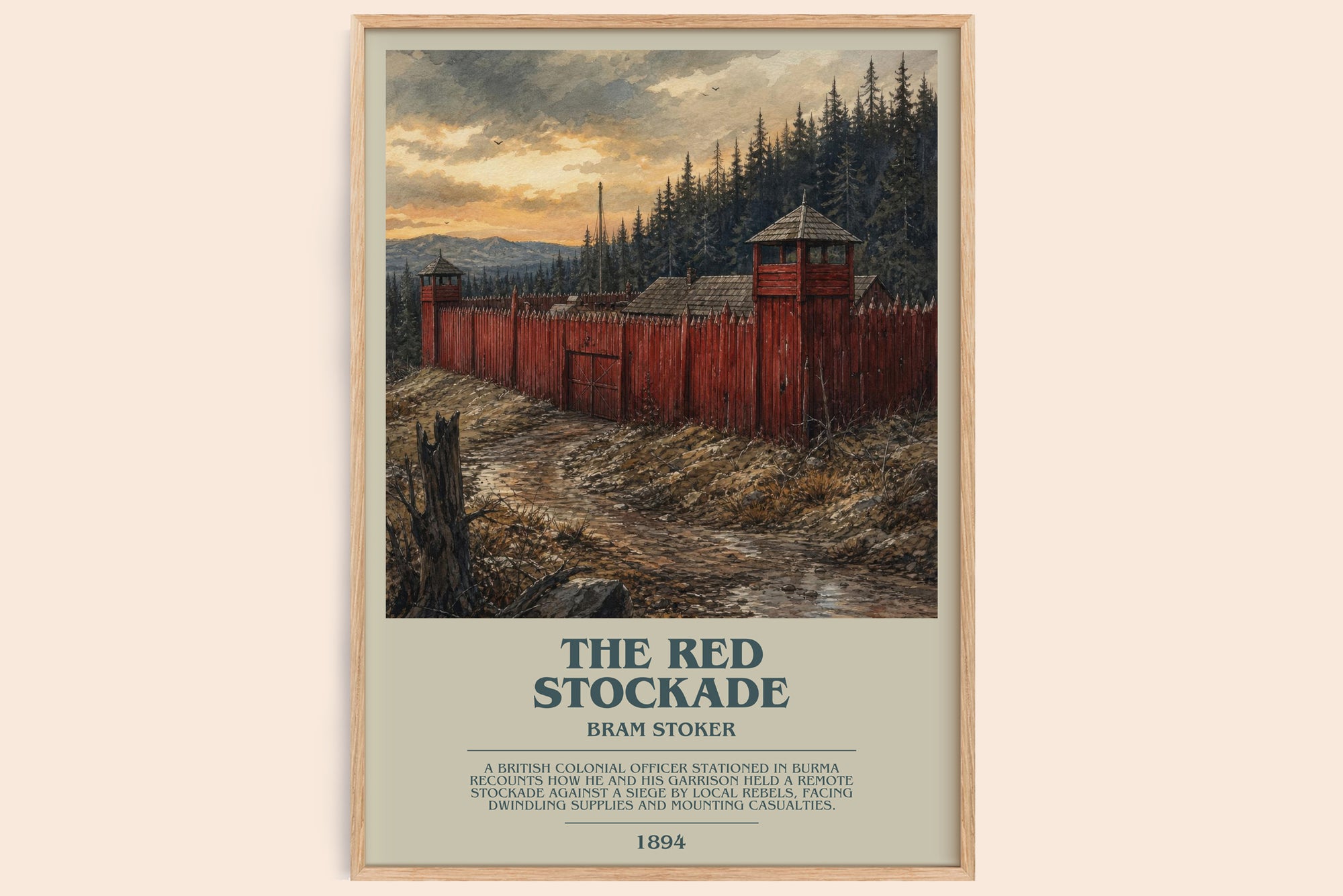 The Red Stockade bookish book poster by Bram Stoker – framed literary art print