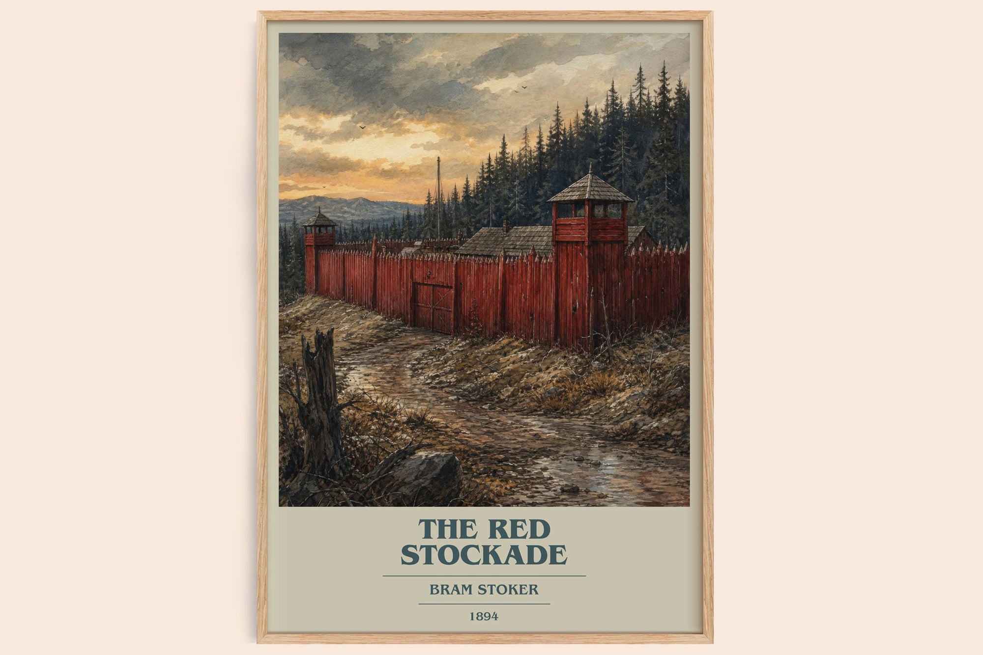 The Red Stockade book cover book poster by Bram Stoker – framed literary art print