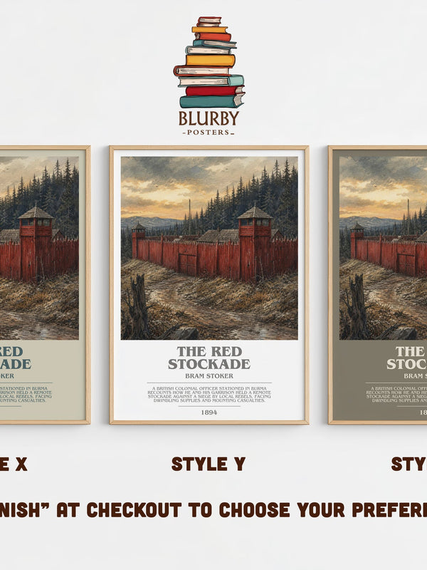 The Red Stockade bookish print in frame leaning in hallway – horror wall art