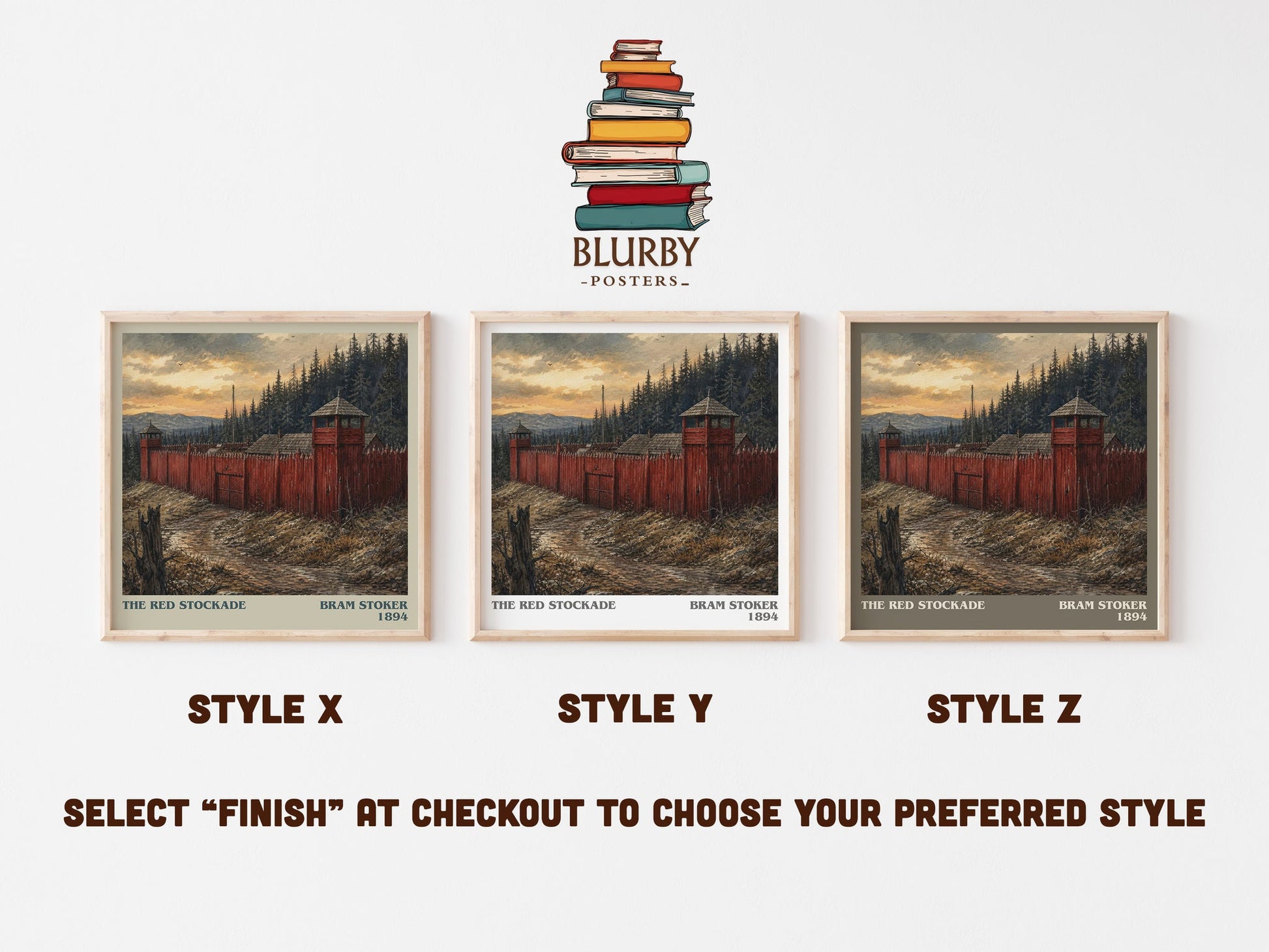 The Red Stockade literary print in frame leaning in hallway – horror wall art