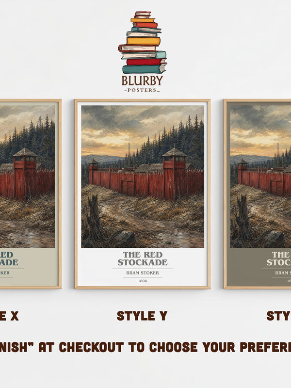 The Red Stockade book cover print in frame leaning in hallway – horror wall art