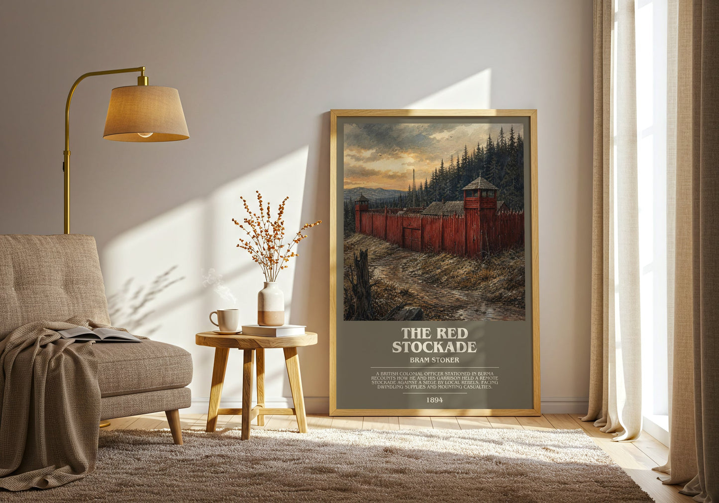 The Red Stockade bookish print on bookshelf – Bram Stoker fan gift