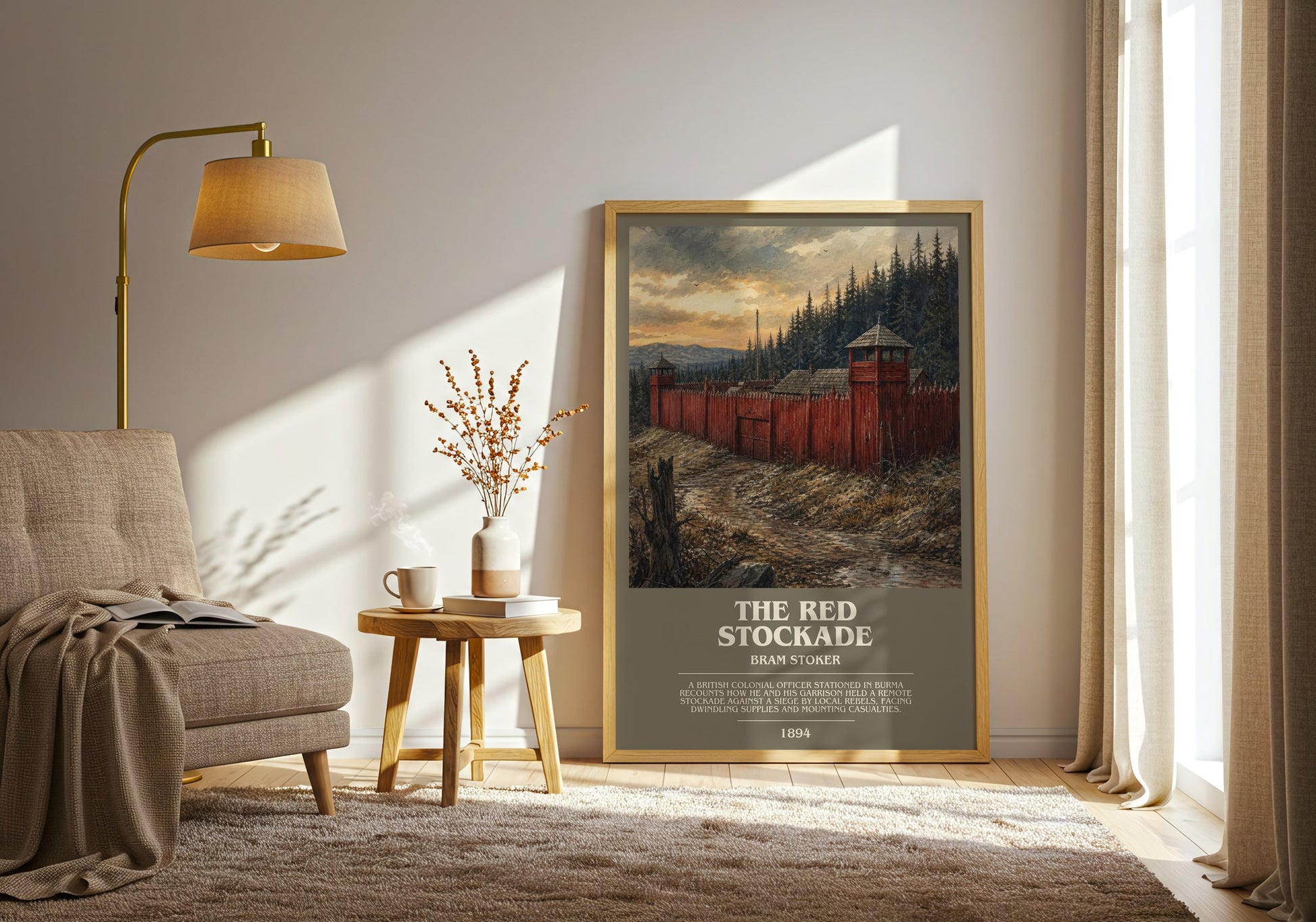 The Red Stockade bookish print on bookshelf – Bram Stoker fan gift