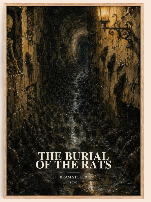 The Burial Of The Rats watercolour book poster by Bram Stoker – framed literary art print