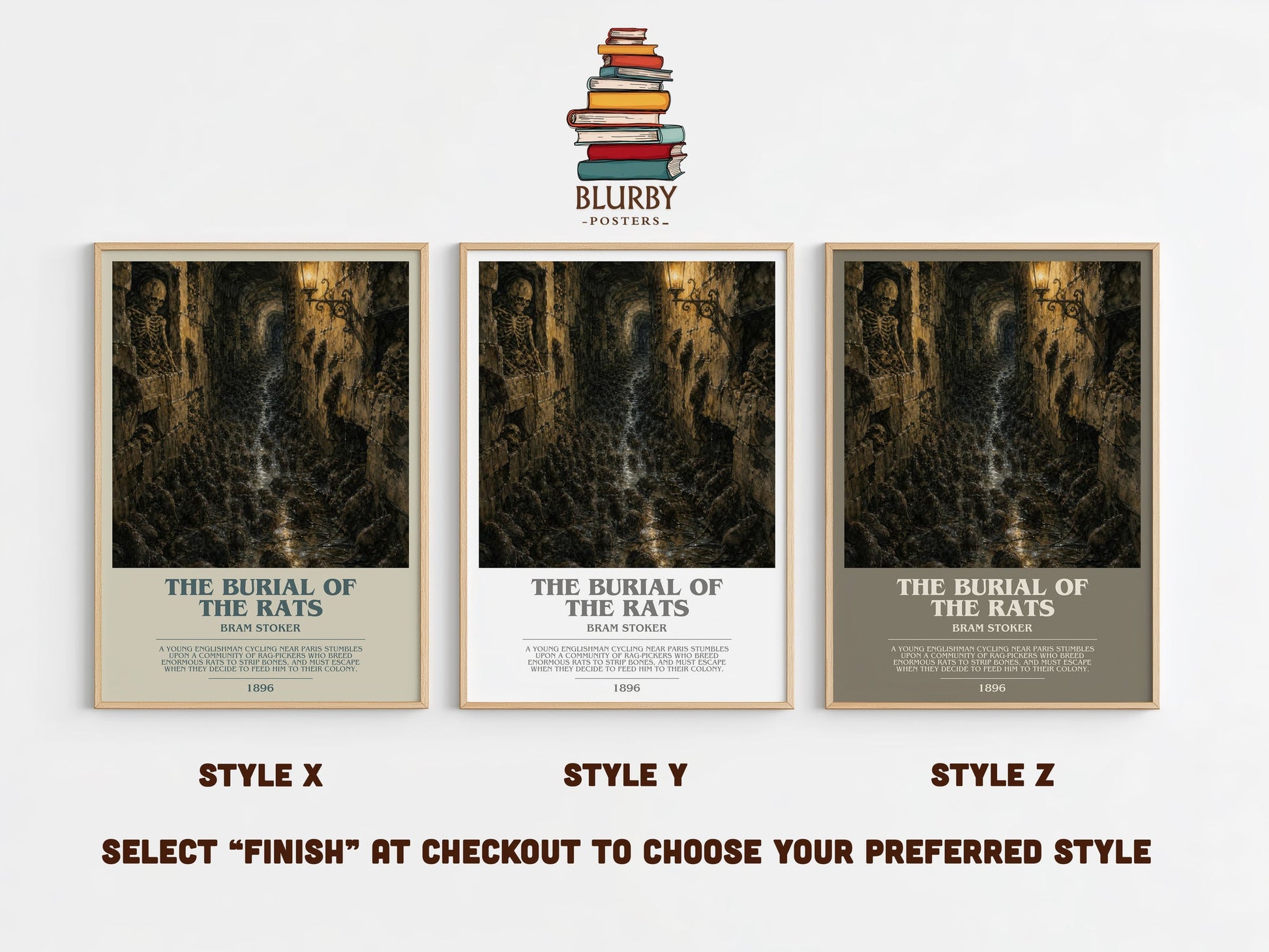 The Burial Of The Rats bookish print in frame leaning in hallway – horror wall art