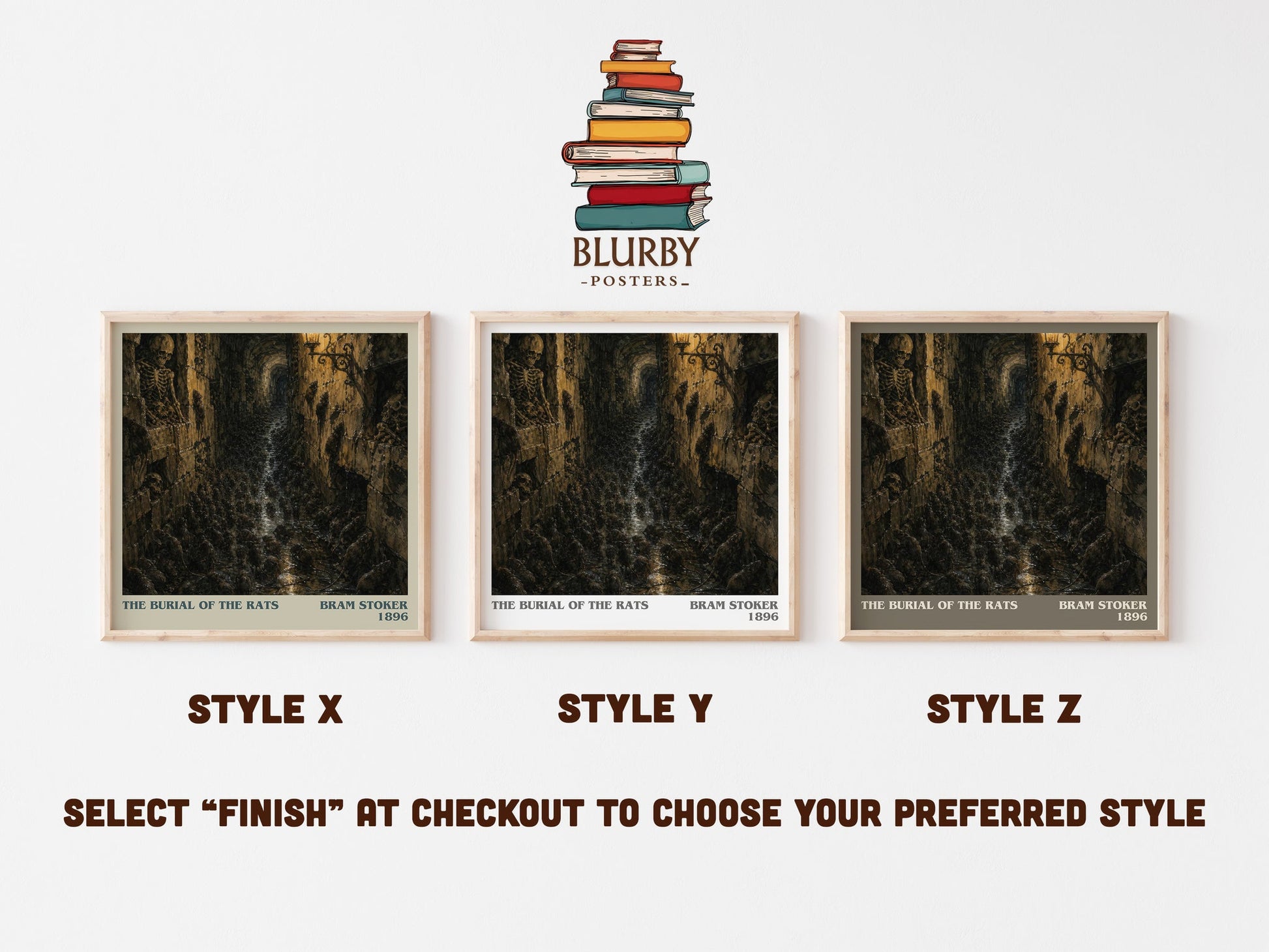 The Burial Of The Rats literary print in frame leaning in hallway – horror wall art