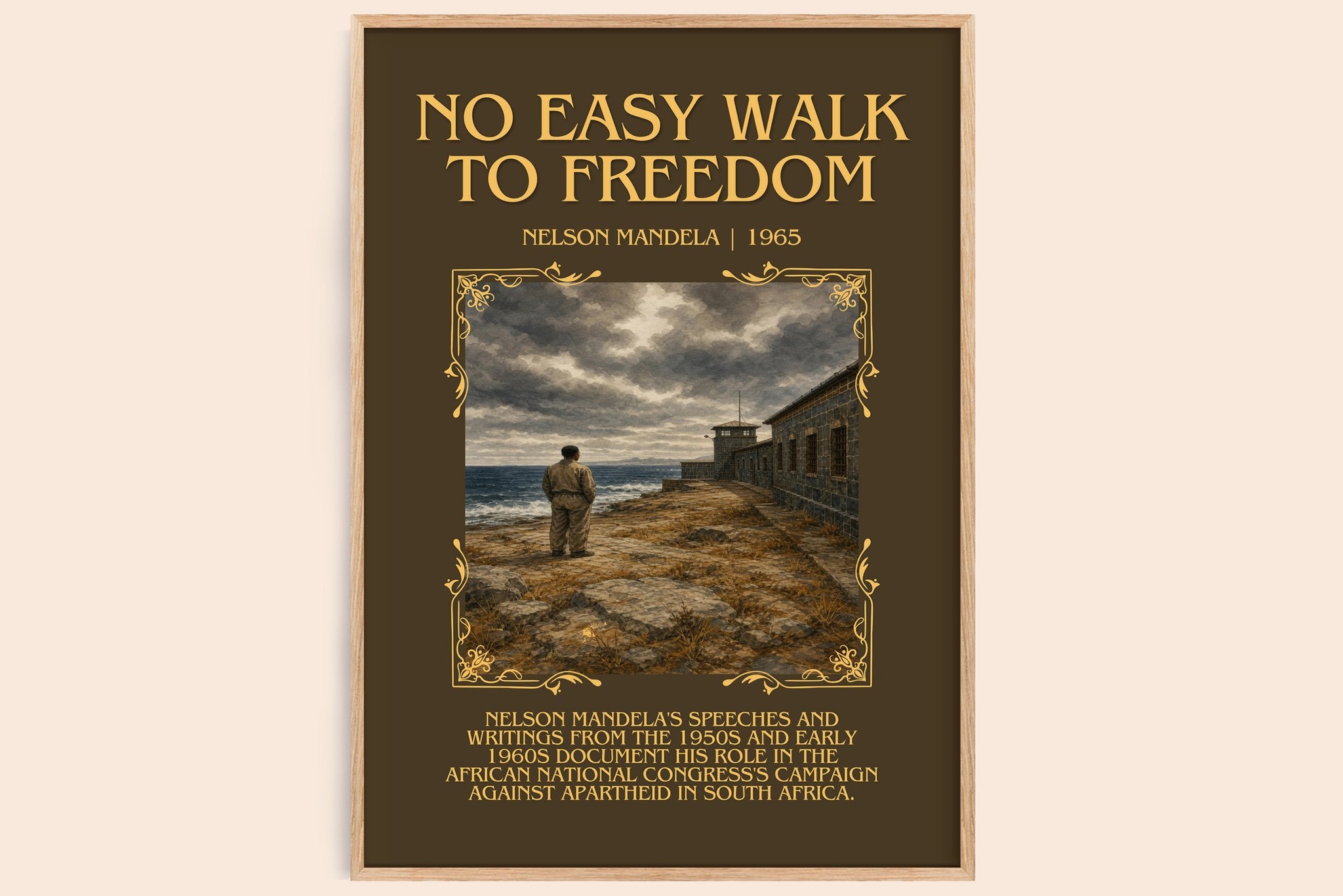 No Easy Walk to Freedom Minimalist Book Poster by Nelson Mandela