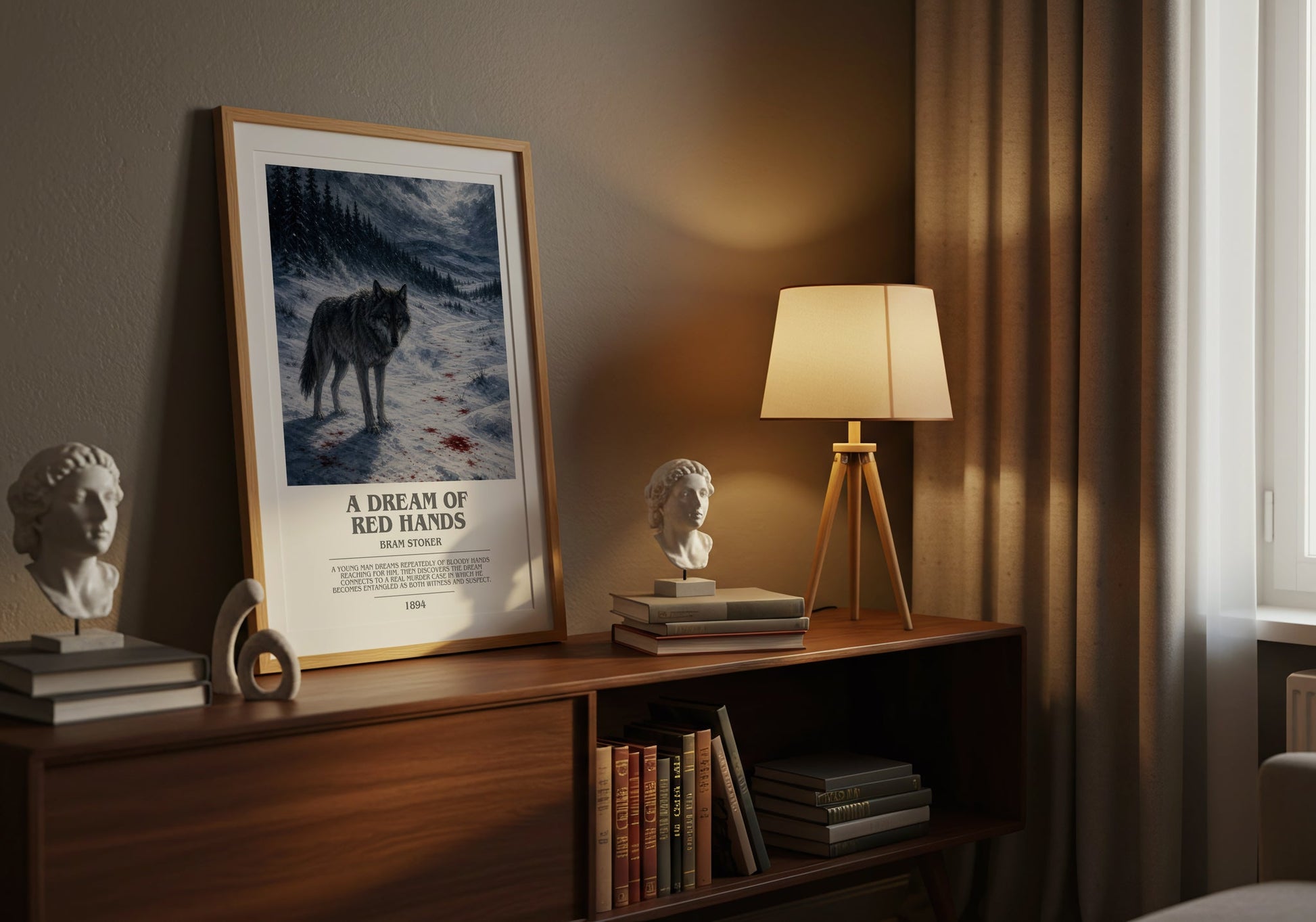 A Dream Of Red Hands bookish book poster framed on wall – horror wall art