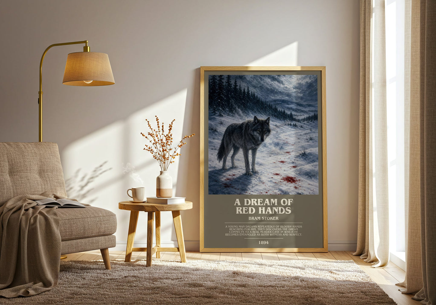 A Dream Of Red Hands bookish print on bookshelf – Bram Stoker fan gift