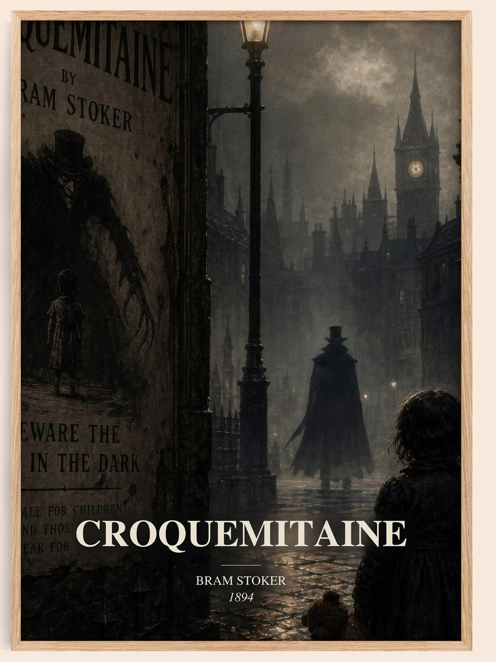 Croquemitaine watercolour book poster by Bram Stoker – framed literary art print