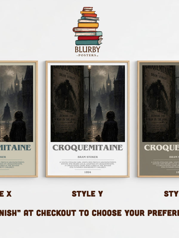 Croquemitaine bookish print in frame leaning in hallway – horror wall art