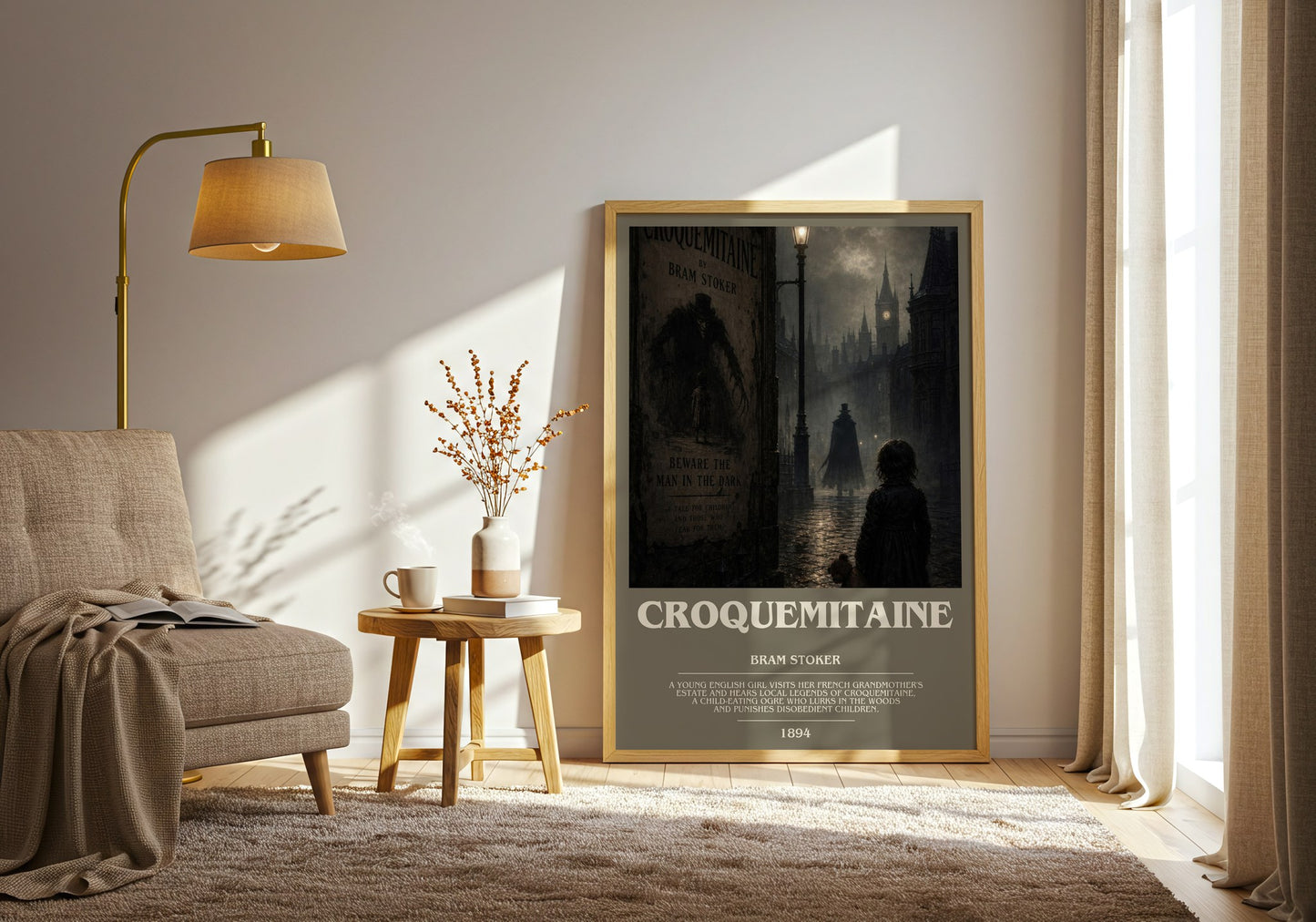 Croquemitaine bookish print on bookshelf – Bram Stoker fan gift