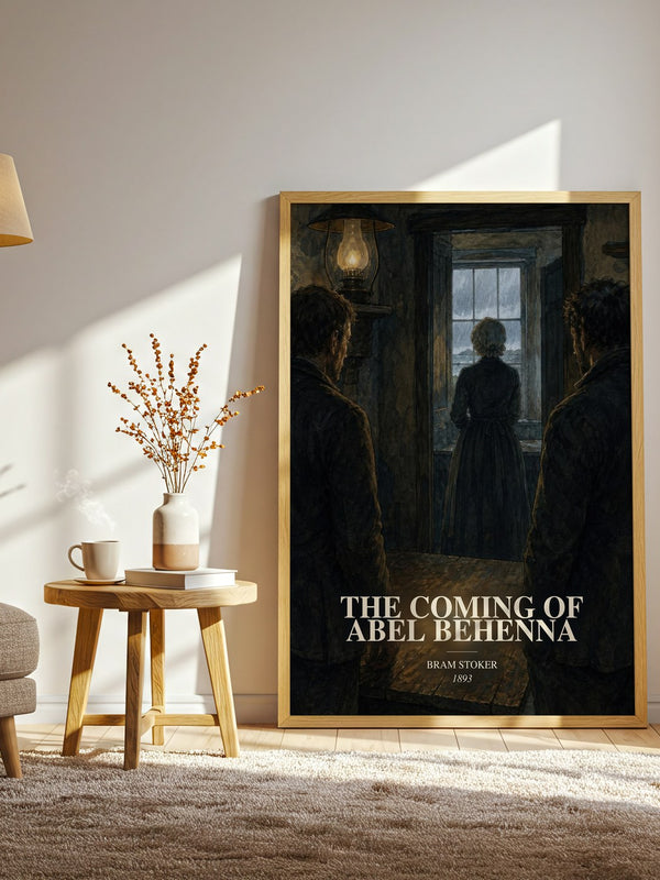 The Coming Of Abel Behenna watercolour print in frame leaning in hallway – gothic wall art