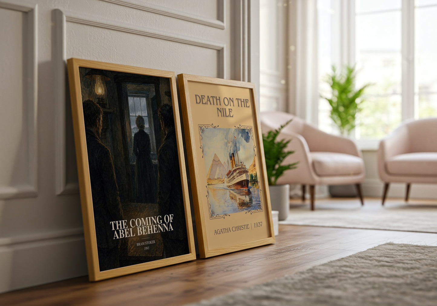 The Coming Of Abel Behenna watercolour print framed by window – literary home decor