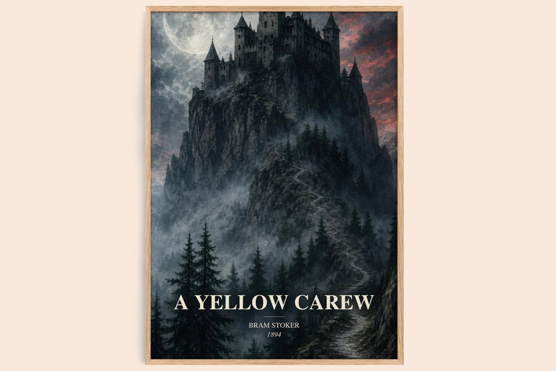 A Yellow Carew watercolour book poster by Bram Stoker – framed literary art print