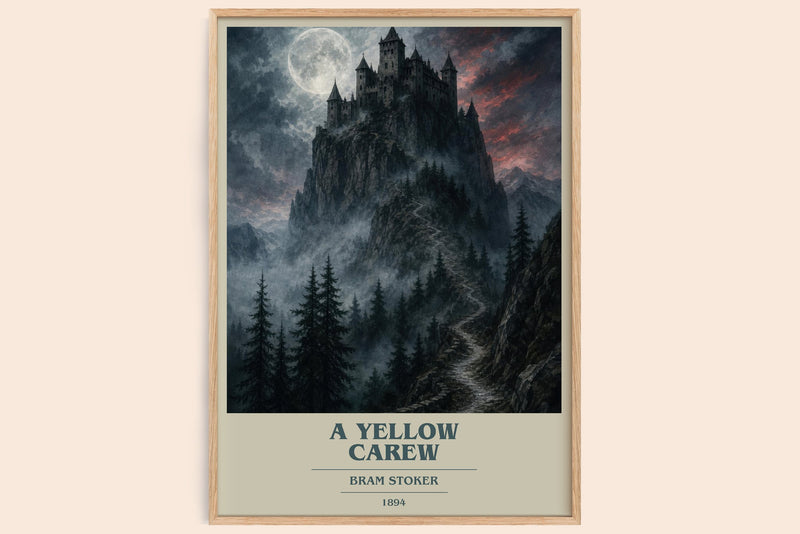 A Yellow Carew book cover book poster by Bram Stoker – framed literary art print
