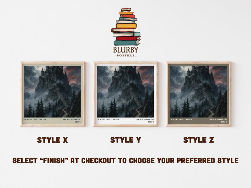 A Yellow Carew literary print in frame leaning in hallway – gothic wall art