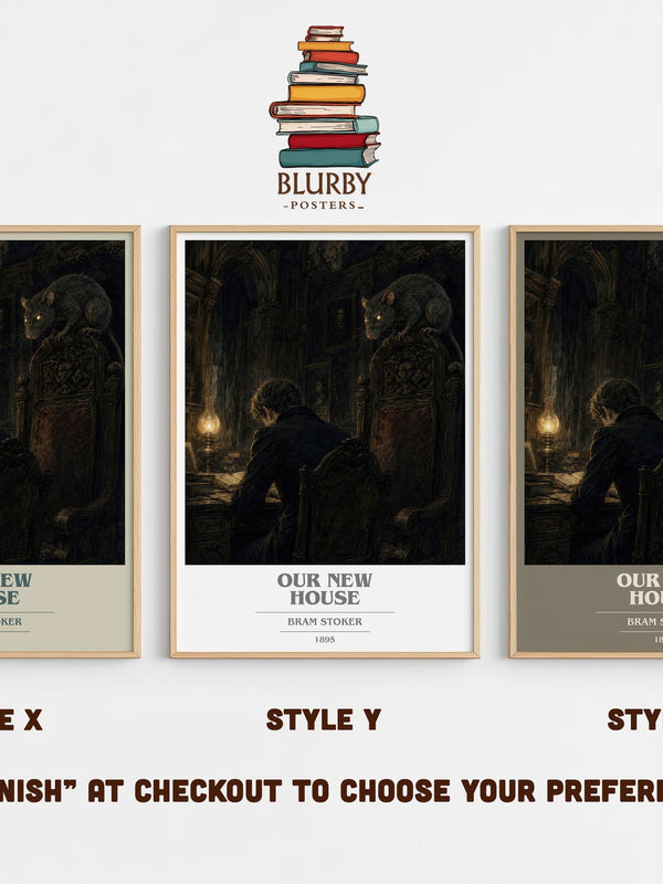 Our New House book cover print in frame leaning in hallway – horror wall art