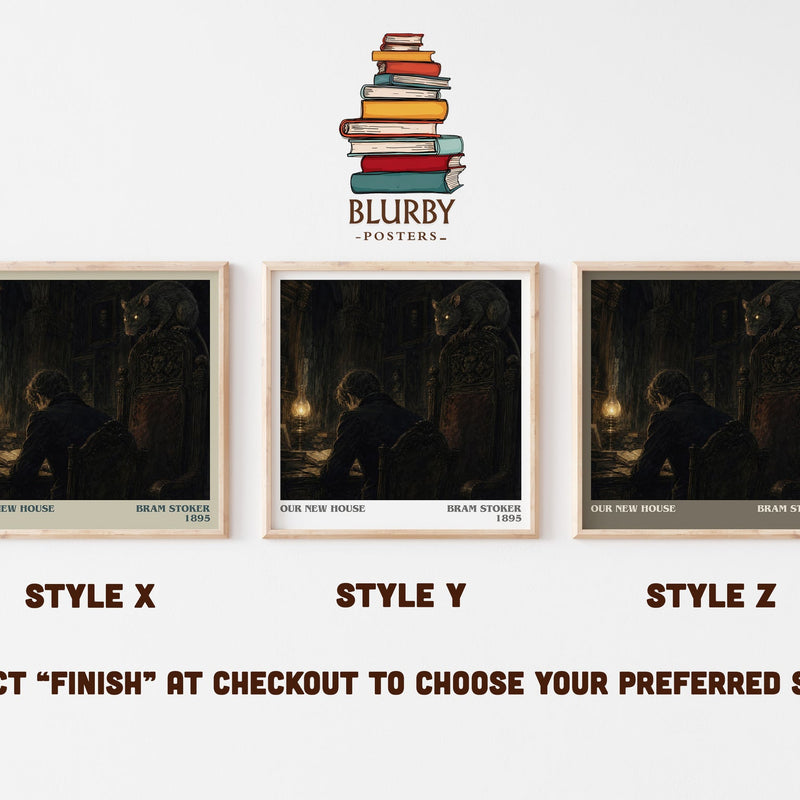 Our New House literary print in frame leaning in hallway – horror wall art