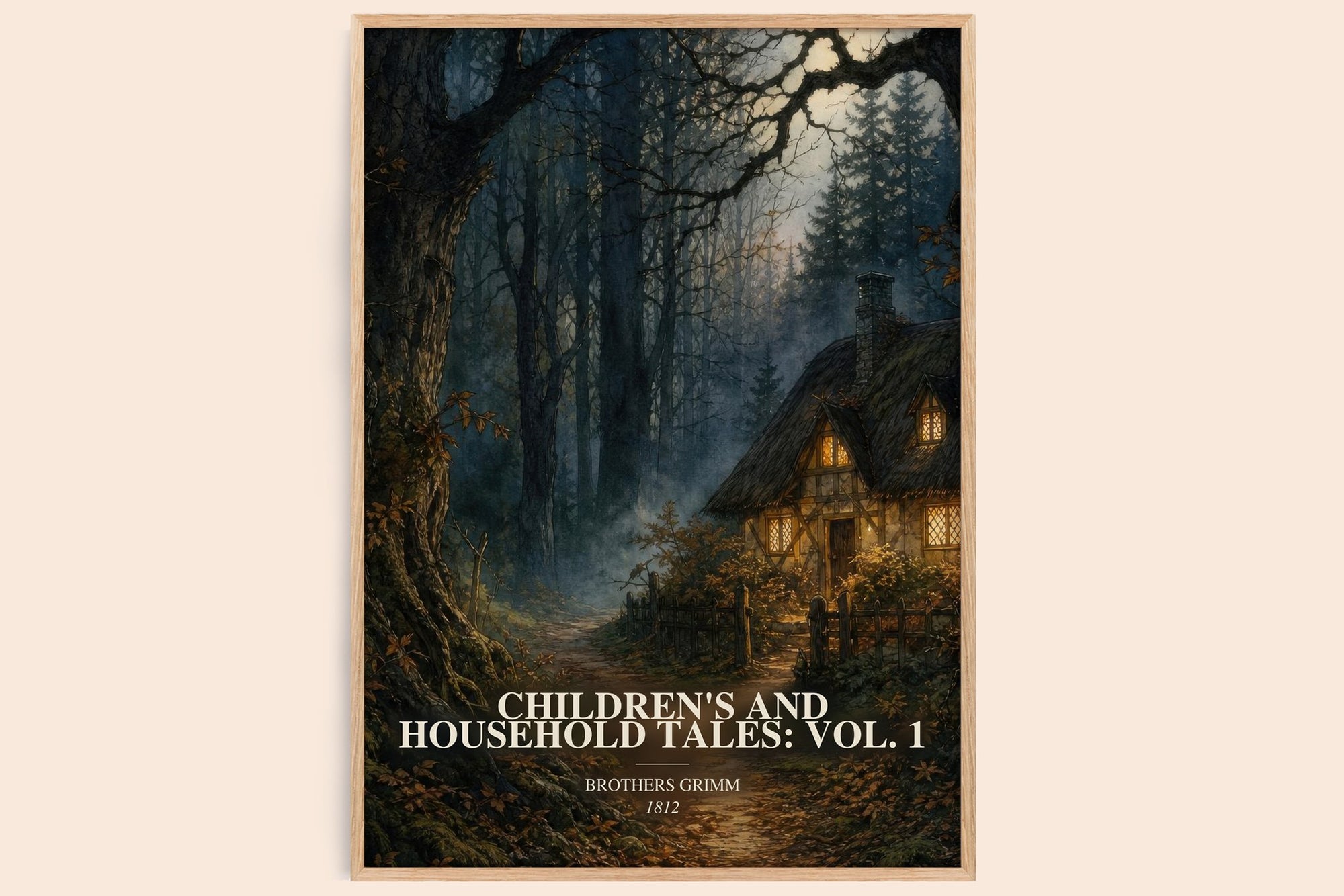 Children'S And Household Tales: Vol. 1 watercolour book poster by Brothers Grimm – framed literary art print