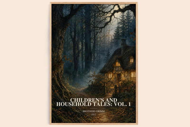 Children'S And Household Tales: Vol. 1 watercolour book poster by Brothers Grimm – framed literary art print