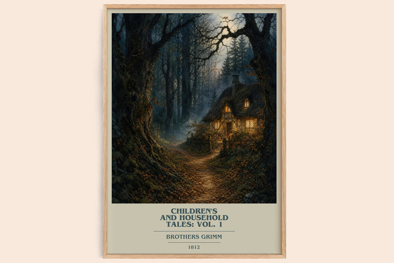 Children'S And Household Tales: Vol. 1 book cover book poster by Brothers Grimm – framed literary art print