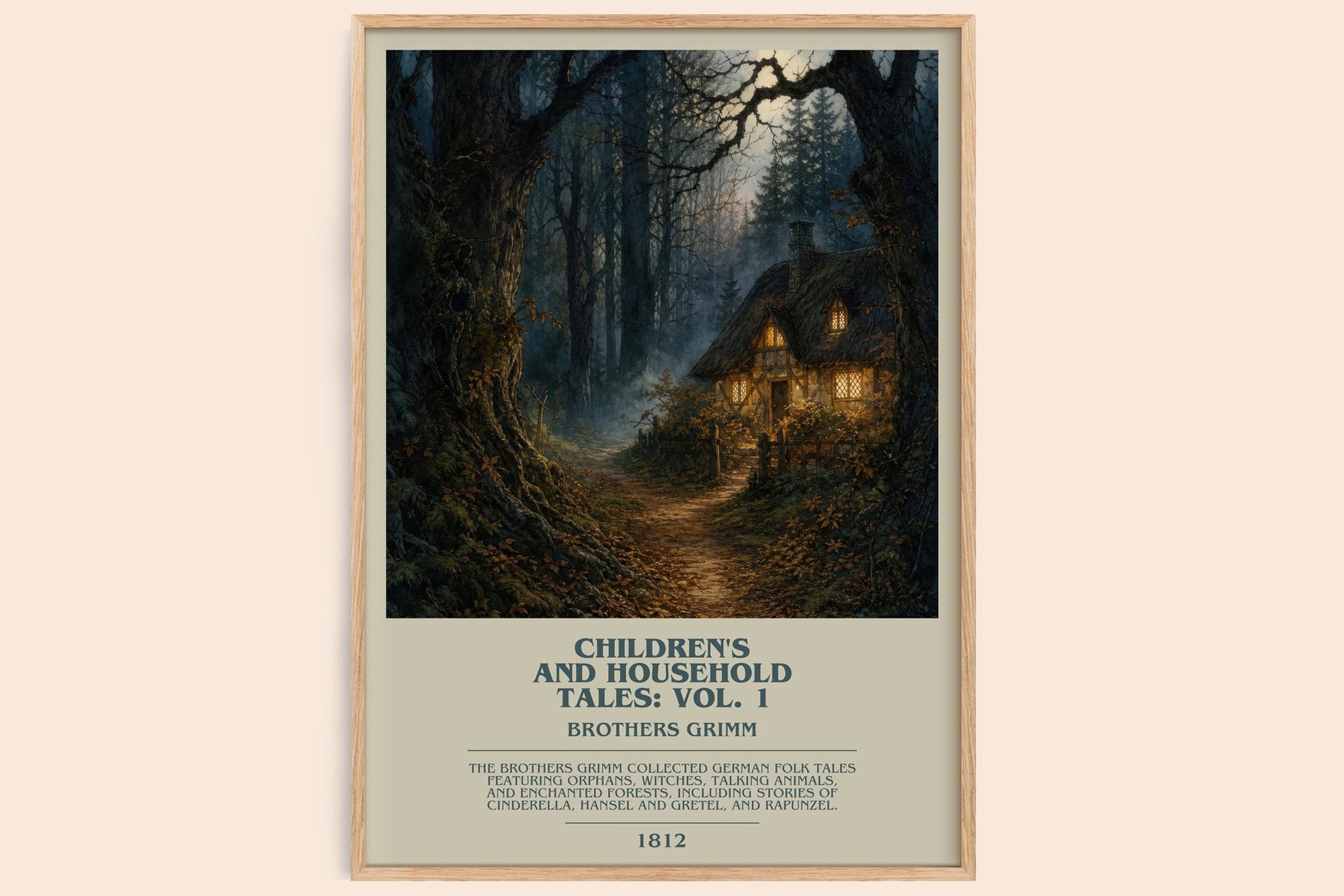 Children'S And Household Tales: Vol. 1 bookish book poster by Brothers Grimm – framed literary art print