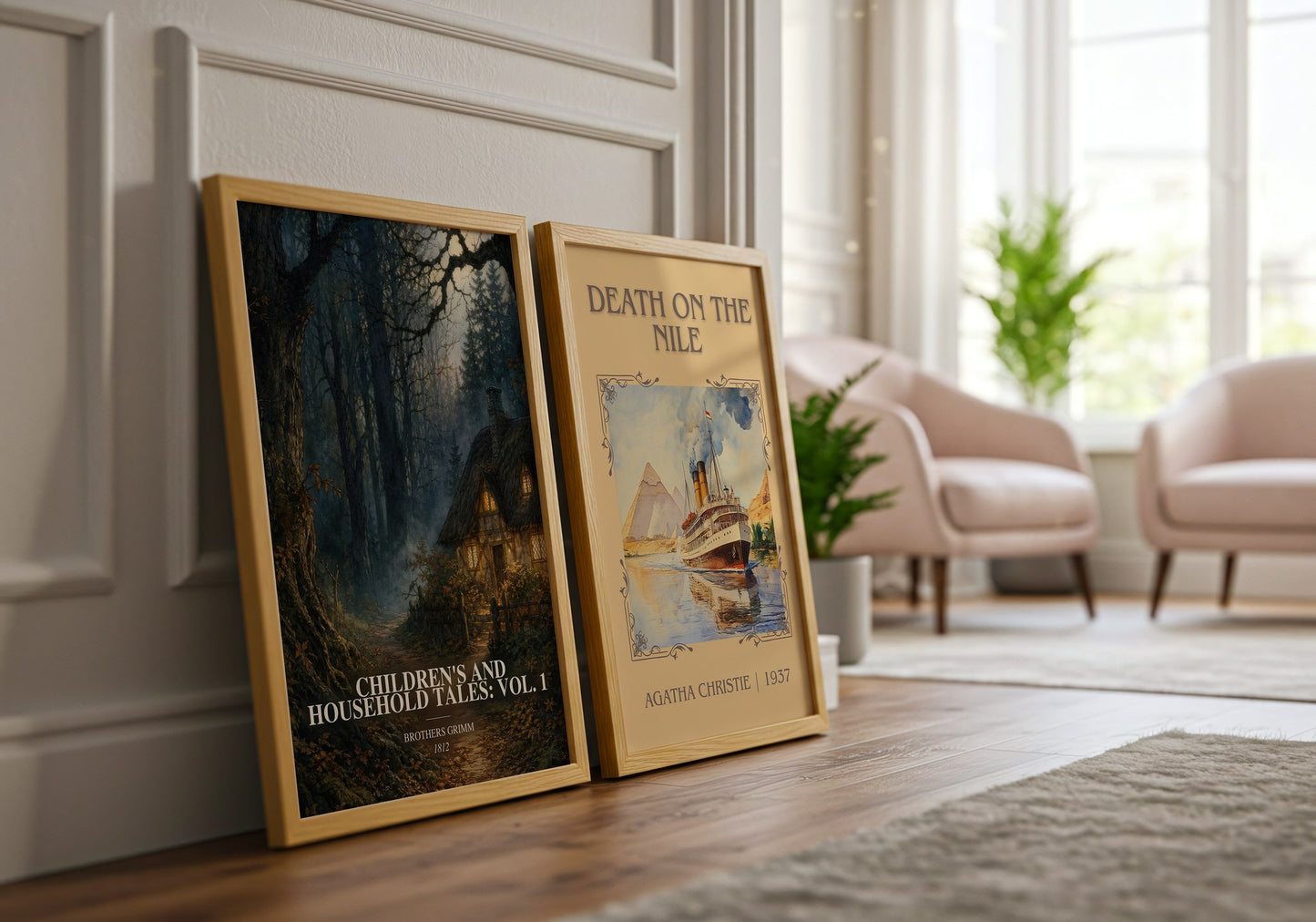 Children'S And Household Tales: Vol. 1 watercolour print framed by window – literary home decor
