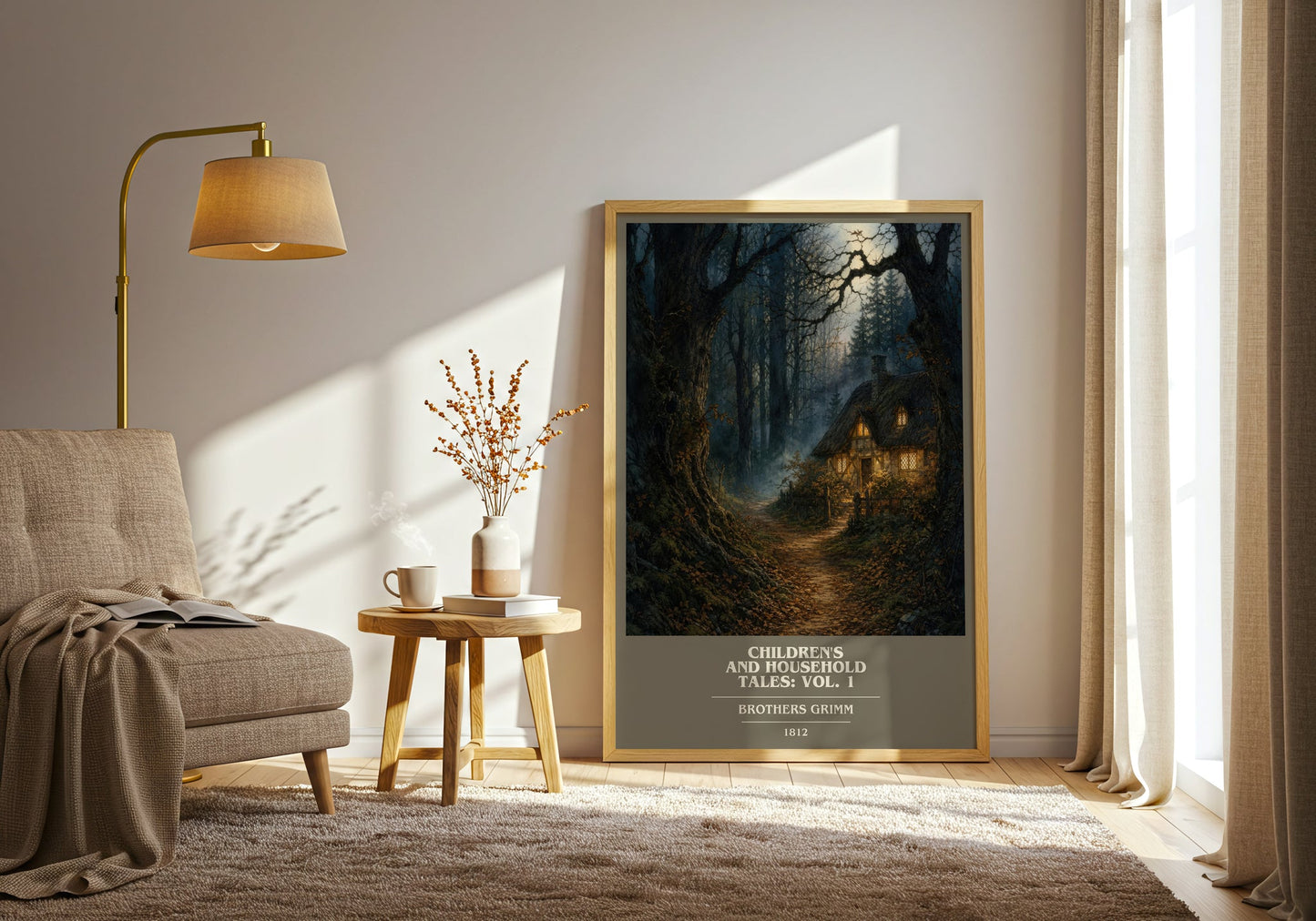 Children'S And Household Tales: Vol. 1 book cover print on bookshelf – Brothers Grimm fan gift