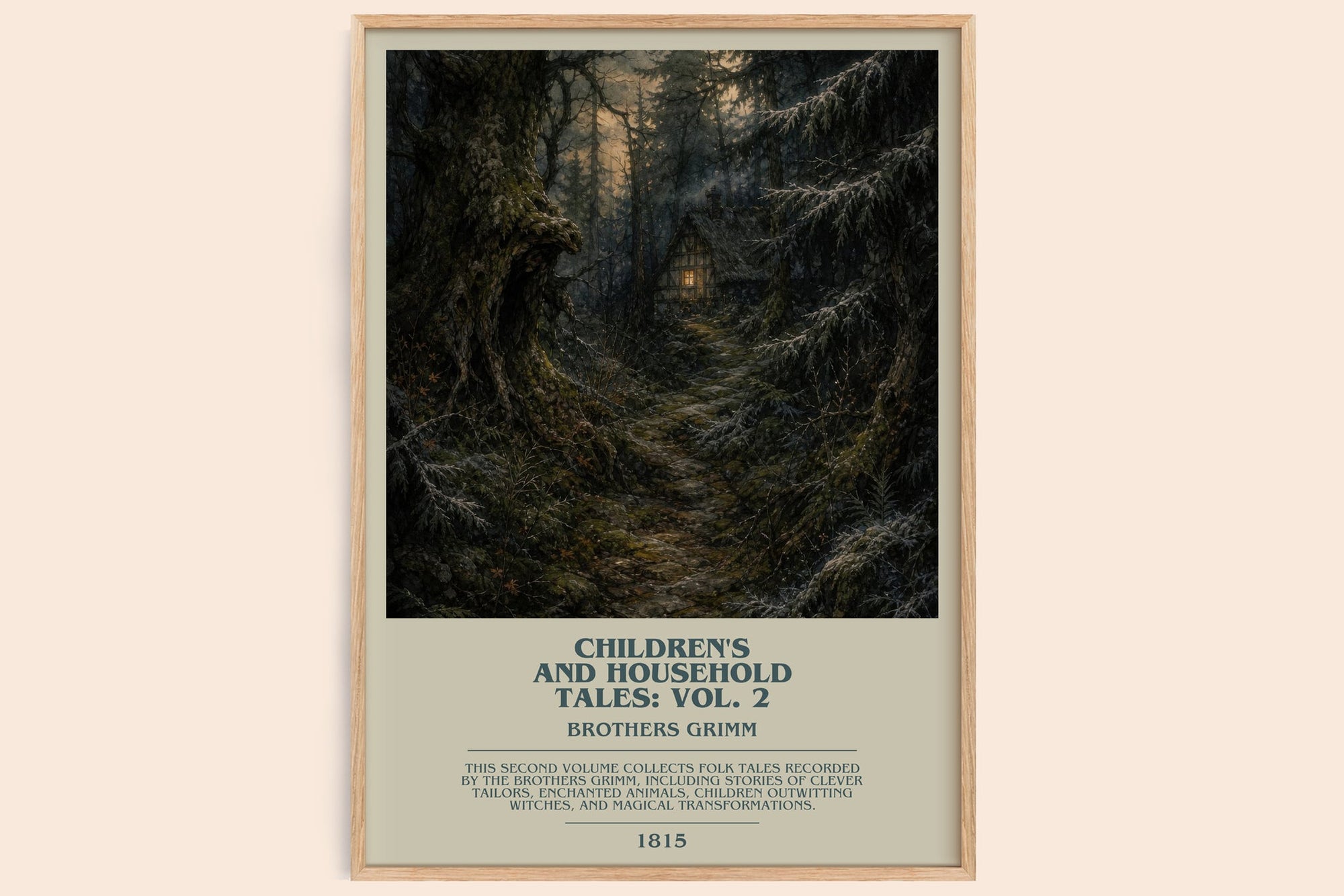 Children'S And Household Tales: Vol. 2 bookish book poster by Brothers Grimm – framed literary art print