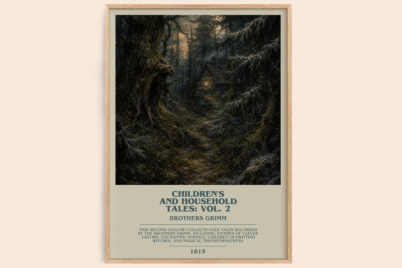 Children'S And Household Tales: Vol. 2 bookish book poster by Brothers Grimm – framed literary art print