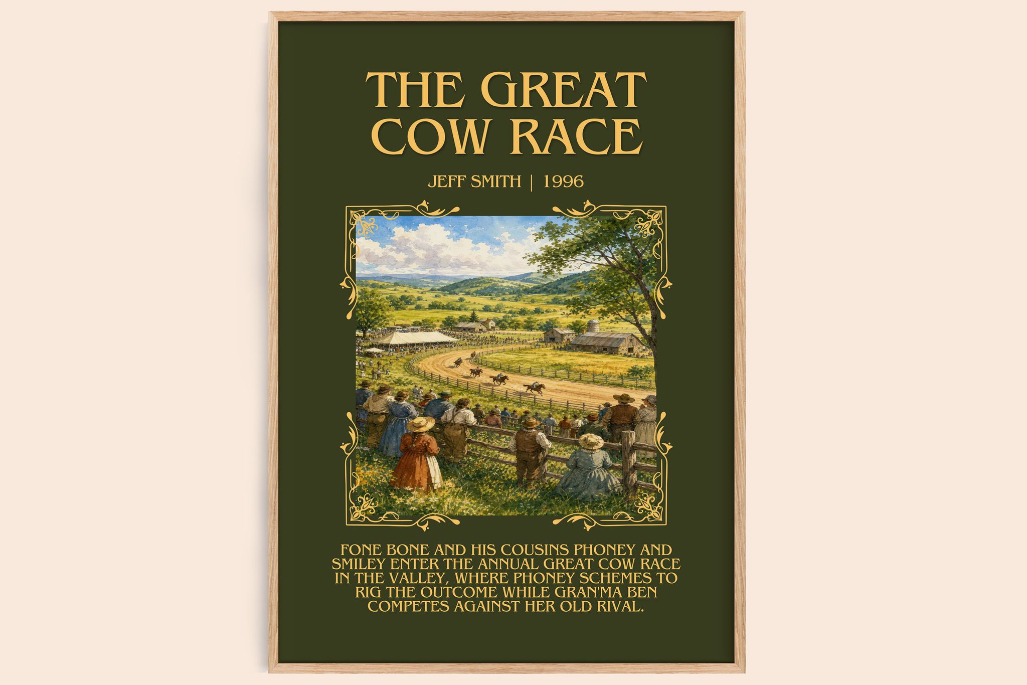 The Great Cow Race Minimalist Book Poster by Jeff Smith