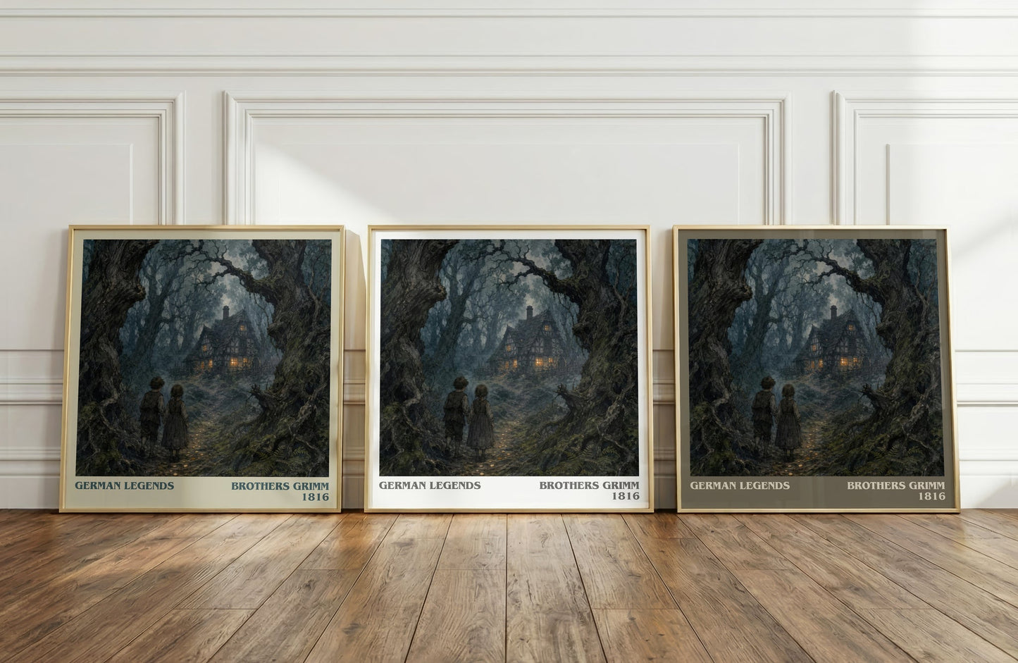 German Legends literary art print colour and style options – Brothers Grimm book art