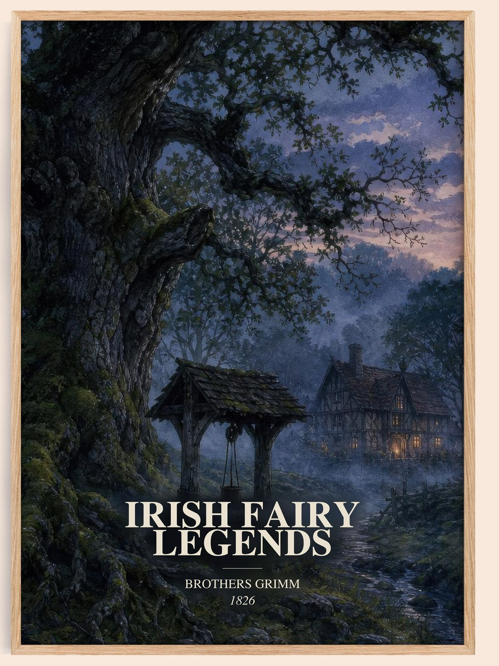 Irish Fairy Legends watercolour book poster by Brothers Grimm – framed literary art print
