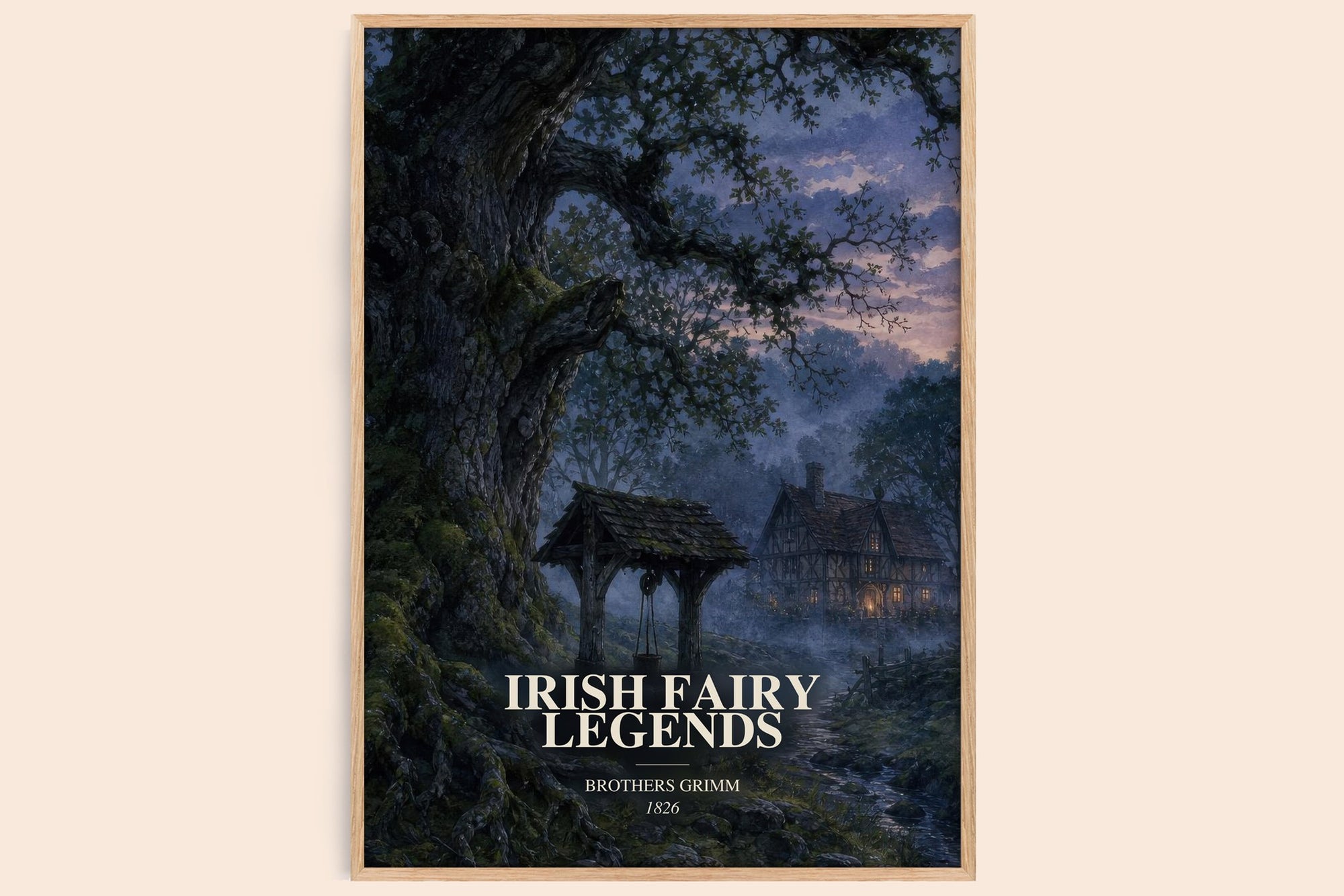 Irish Fairy Legends watercolour book poster by Brothers Grimm – framed literary art print