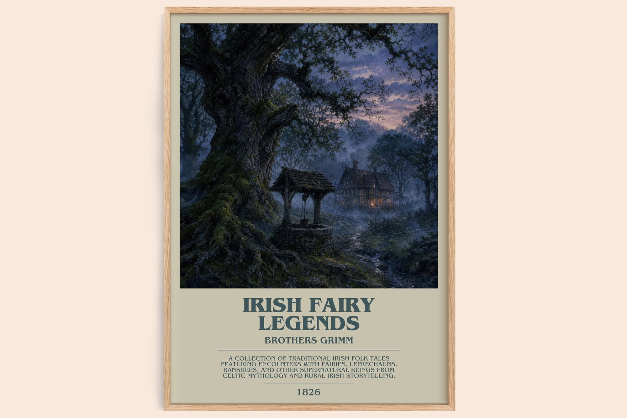 Irish Fairy Legends bookish book poster by Brothers Grimm – framed literary art print